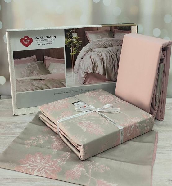 Постільна білизна сімейний розмір Cotton Box Lux Satin Benula Pudra 1001146 фото