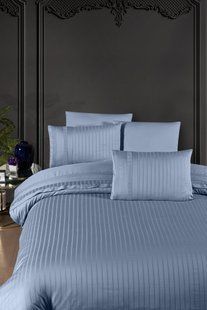Постільна білизна First Choice Deluxe Satin євро New Trend Dusty Blue 21178-К фото