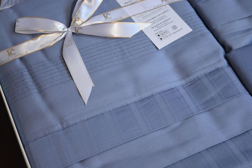 Постільна білизна First Choice Deluxe Satin євро New Trend Dusty Blue 21178-К фото