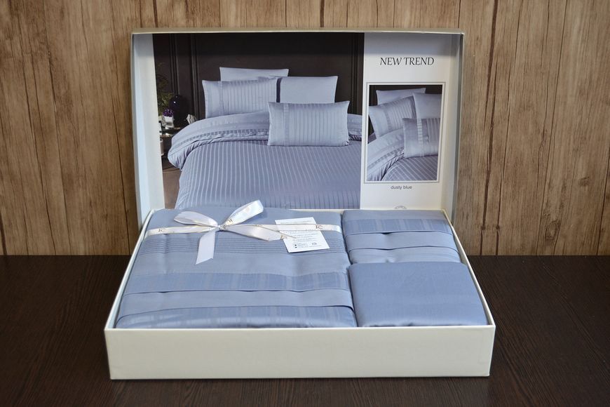 Постільна білизна First Choice Deluxe Satin євро New Trend Dusty Blue 21178-К фото