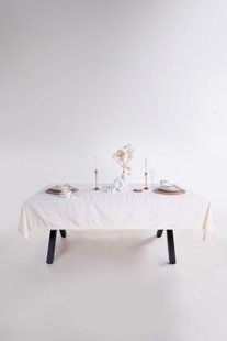 Скатертина з вареної бавовни Limasso French 160&times;220 см. Akdeniz Krem 33232-К фото