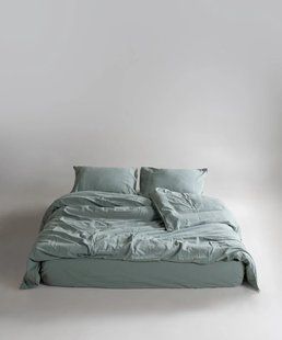 Постільна білизна Limasso Stonewashed Ranforse євро Natural Green 21427-К фото