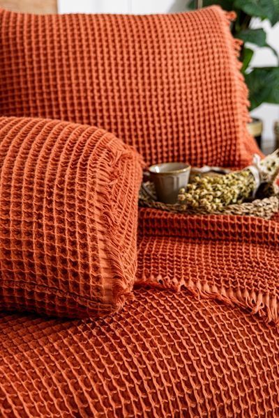 Вафельное покрывало с наволочками Saheser Norah 240 х 260 см. Copper 34417-К фото