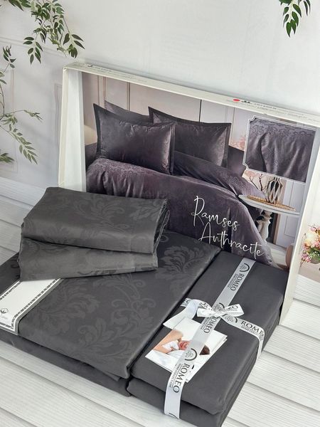 Постільна білизна Romeo Home Jacquard Satin Ramses Grey розмір євро 6091 фото