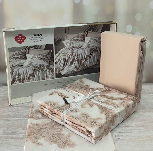 Постільна білизна сімейний розмір Cotton Box Lux Satin Loren Bej 1001147 фото