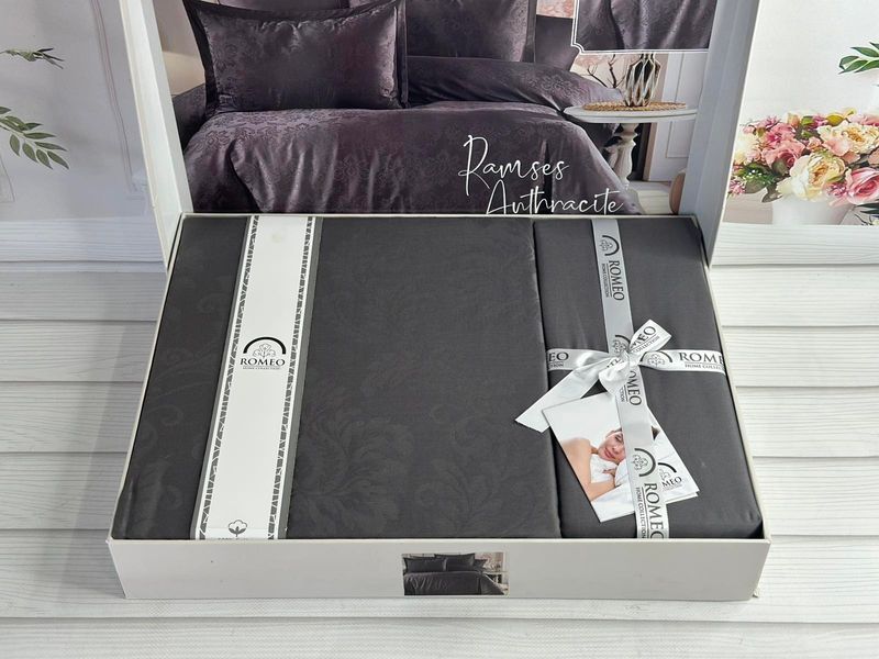 Постільна білизна Romeo Home Jacquard Satin Ramses Grey розмір євро 6091 фото