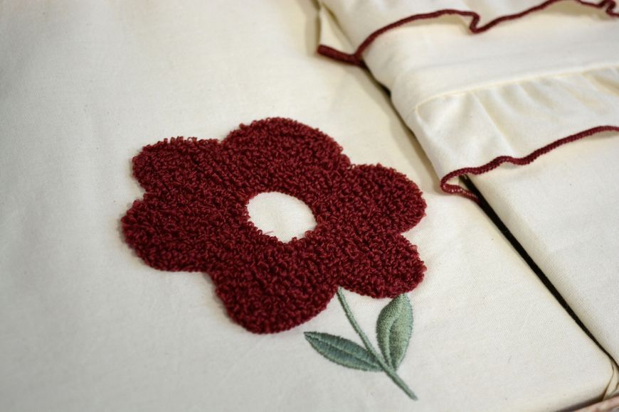 Постільна білизна Saheser Stonewashed Ranforce сімейний розмір Florita Maroon 41392-К фото