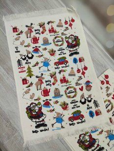 Набір 12шт.новорічних рушників Merry Christmas 40х60см 1001117 фото