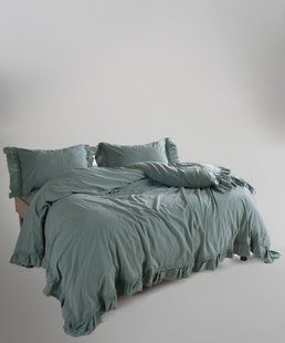 Постільна білизна Limasso Stonewashed Francesca розмір євро Natural Green 40962-К фото