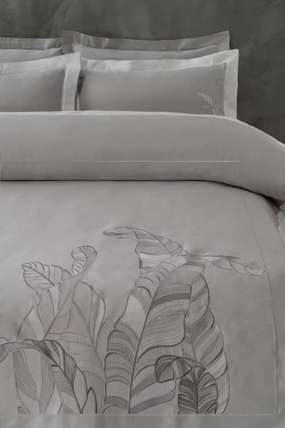 Постельное белье Dantela Vita сатин с вышивкой евро Feel Gri 41477-К фото