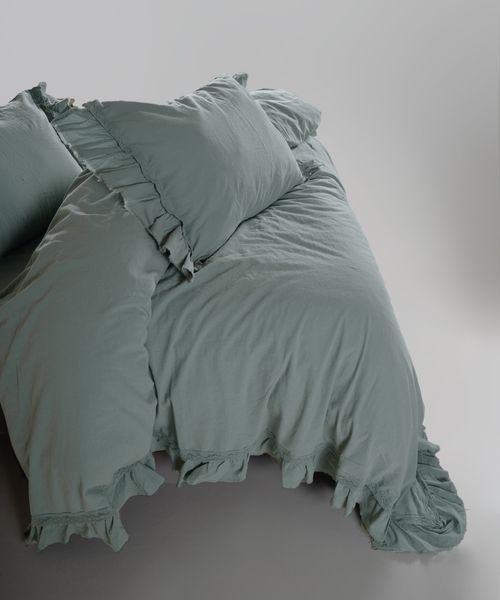Постільна білизна Limasso Stonewashed Francesca розмір євро Natural Green 40962-К фото