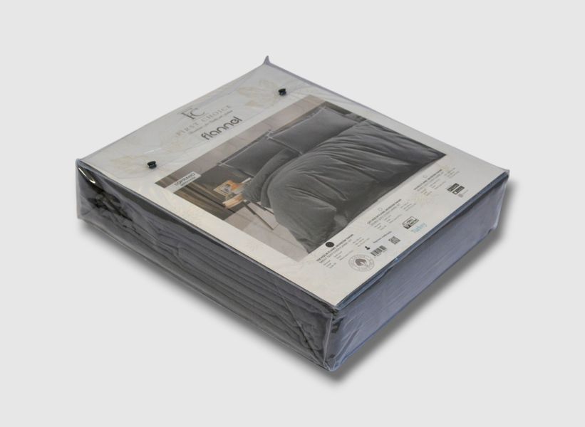 Фланелева постільна білизна First Choice Flanel євро Soprano Antracite 40701-К фото