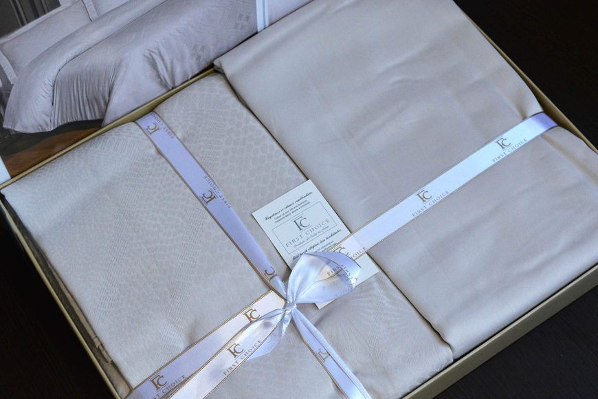 Постельное белье First Choice Jacquard Satin евро Etnic Beige 15090-К фото