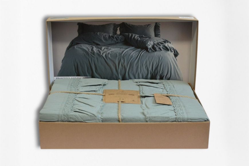 Постільна білизна Limasso Stonewashed Francesca розмір євро Natural Green 40962-К фото