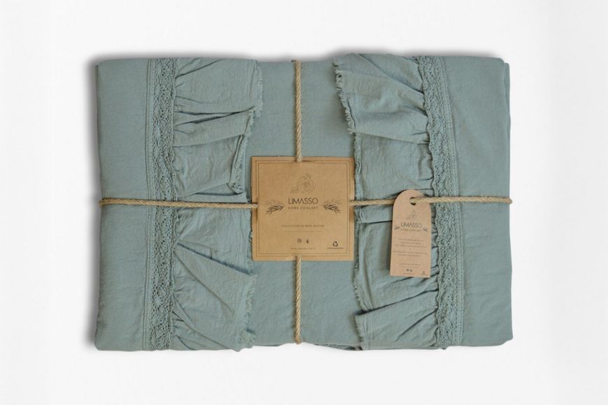 Постільна білизна Limasso Stonewashed Francesca розмір євро Natural Green 40962-К фото