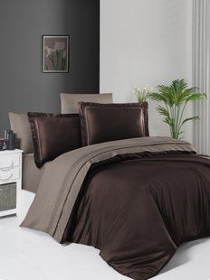 Постільна білизна First Choice Deluxe Satin євро Serenity Brown Mink 21186-К фото