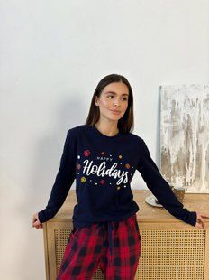 Лонгслів жіночий Happy Holidays, синій S LW212XL фото