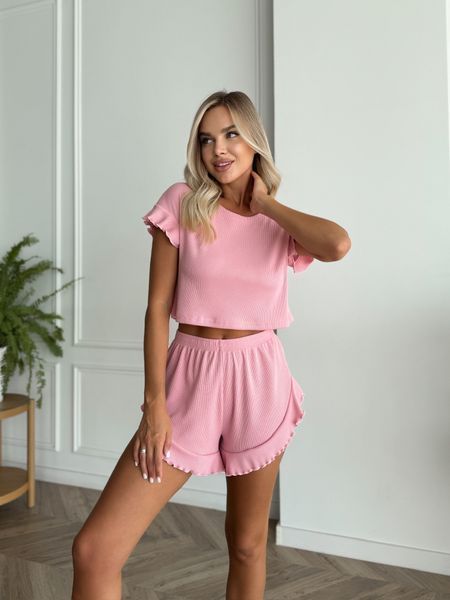Домашній костюм-піжама Футболка + Шорти пудра S/M 174p фото