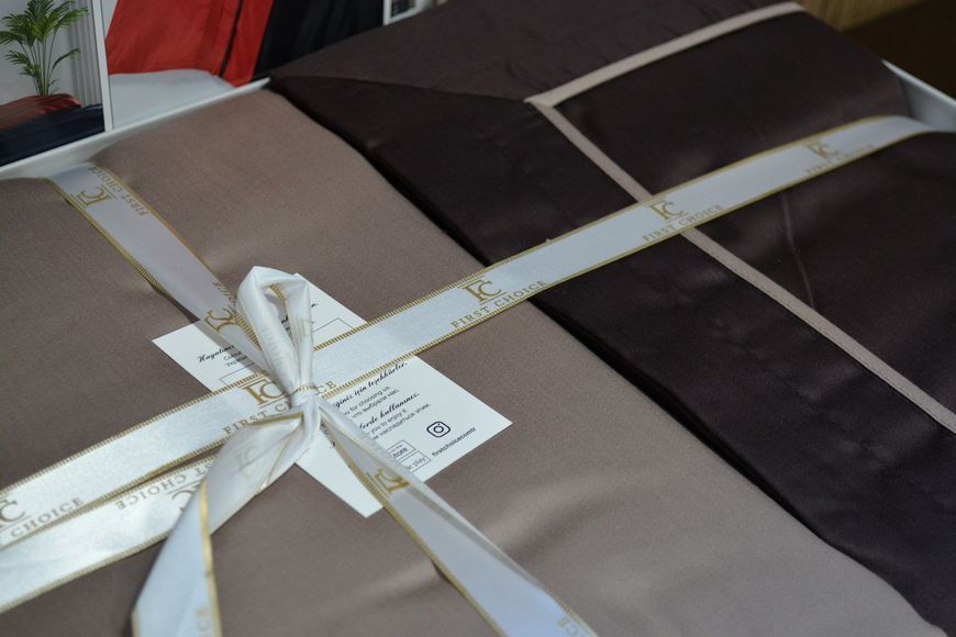 Постільна білизна First Choice Deluxe Satin євро Serenity Brown Mink 21186-К фото