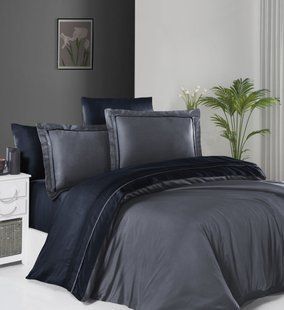 Постільна білизна First Choice Deluxe Satin євро Serenity Dark Grey-Navy Blue 21187-К фото