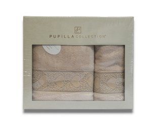 Подарунковий набір бамбукових рушників Pupilla Love Bej 100% Бавовна 30534-B фото