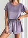 Домашній костюм Футболка + Шорти з велюру, ліловий S/M 076l фото 7