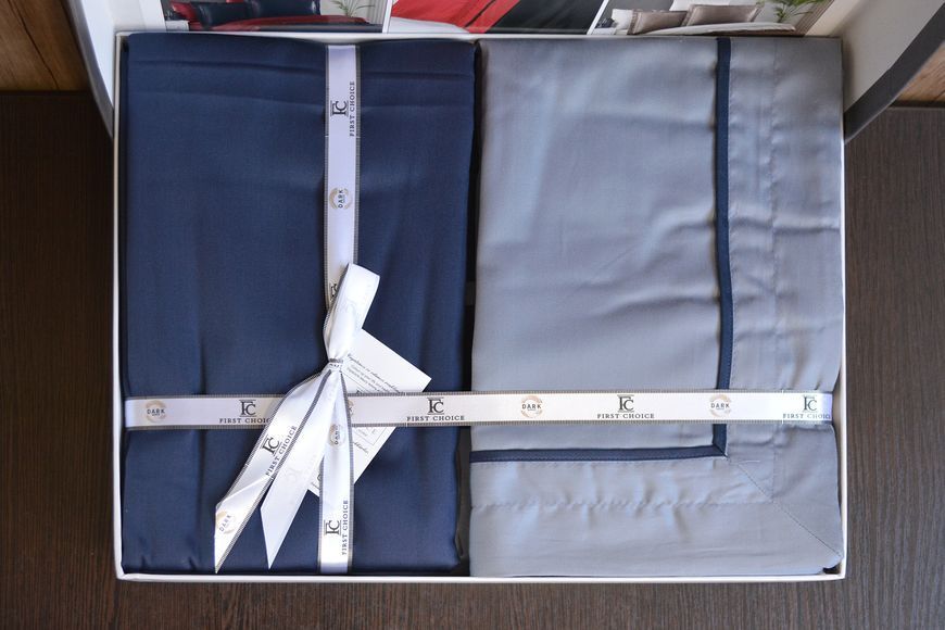 Постільна білизна First Choice Deluxe Satin євро Serenity Dark Grey-Navy Blue 21187-К фото
